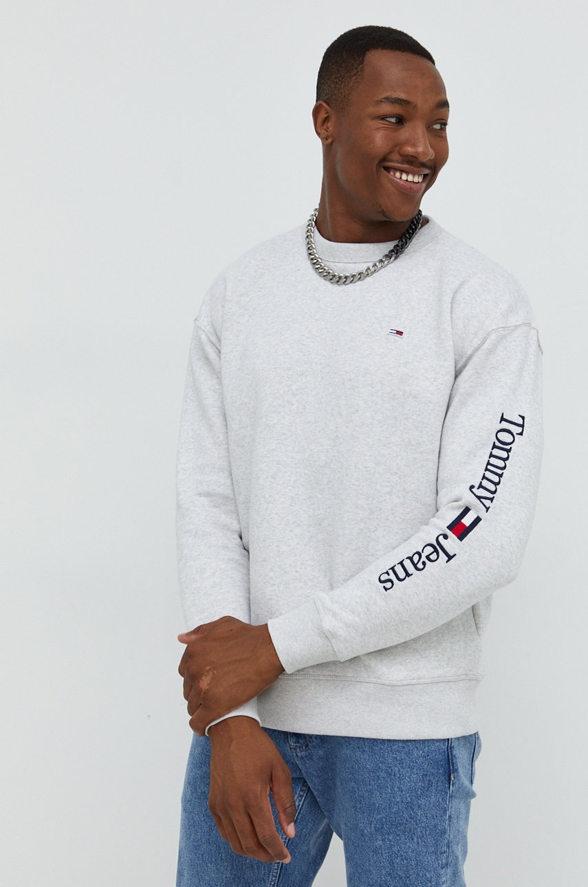 

Суичър Tommy Jeans в сиво с апликация, Сив