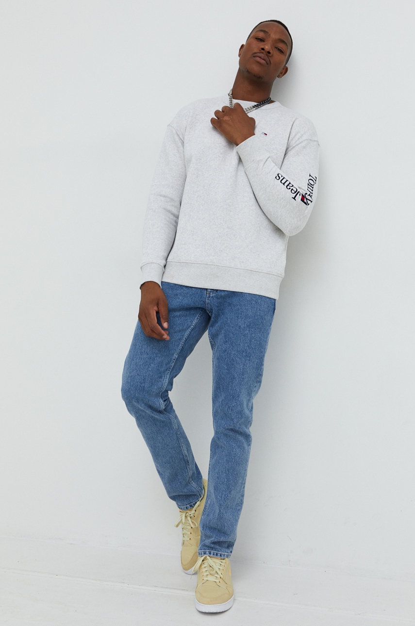 

Кофта Tommy Jeans чоловіча колір сірий з аплікацією