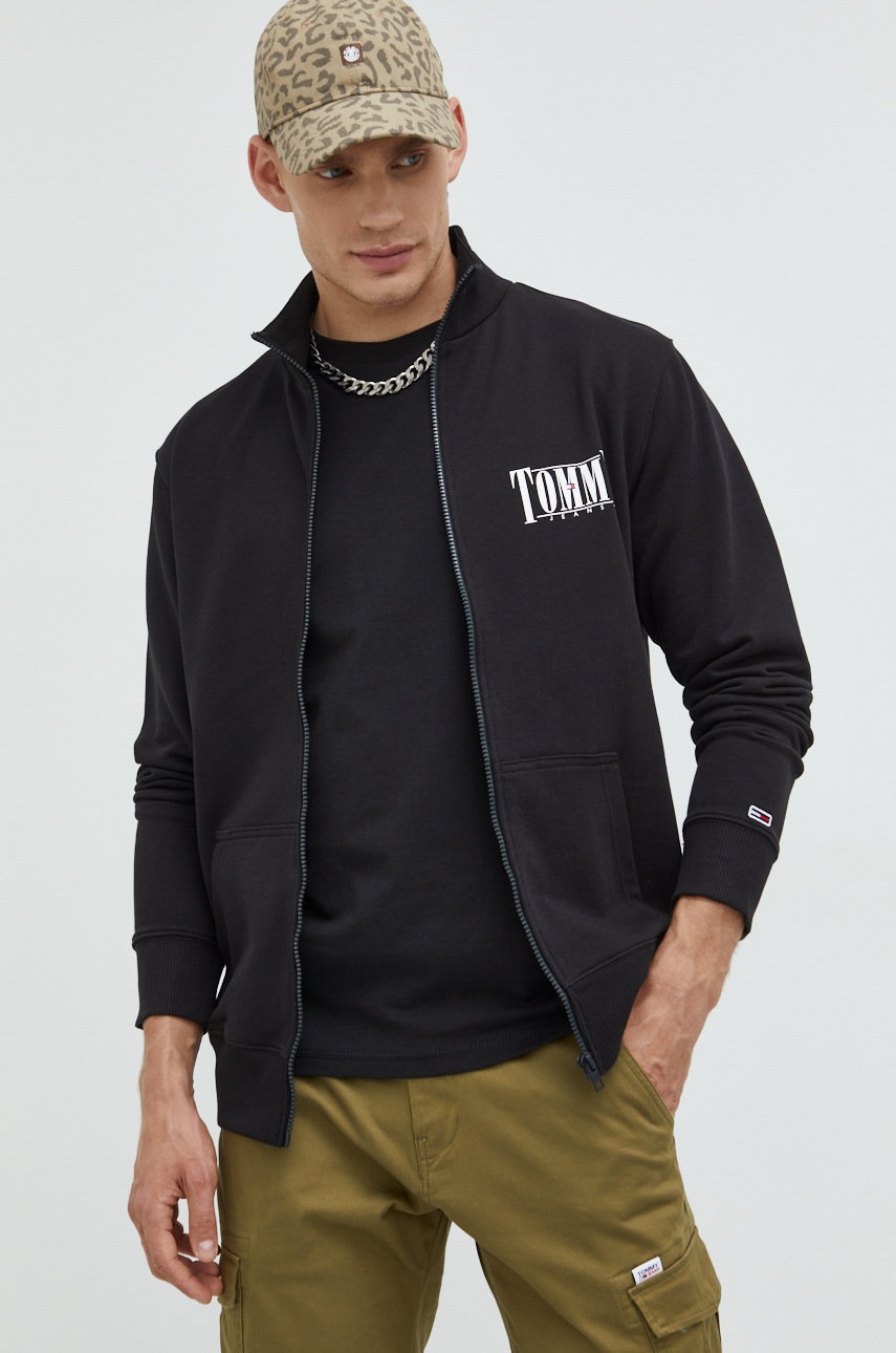 

Хлопковая кофта Tommy Jeans мужская цвет чёрный с принтом