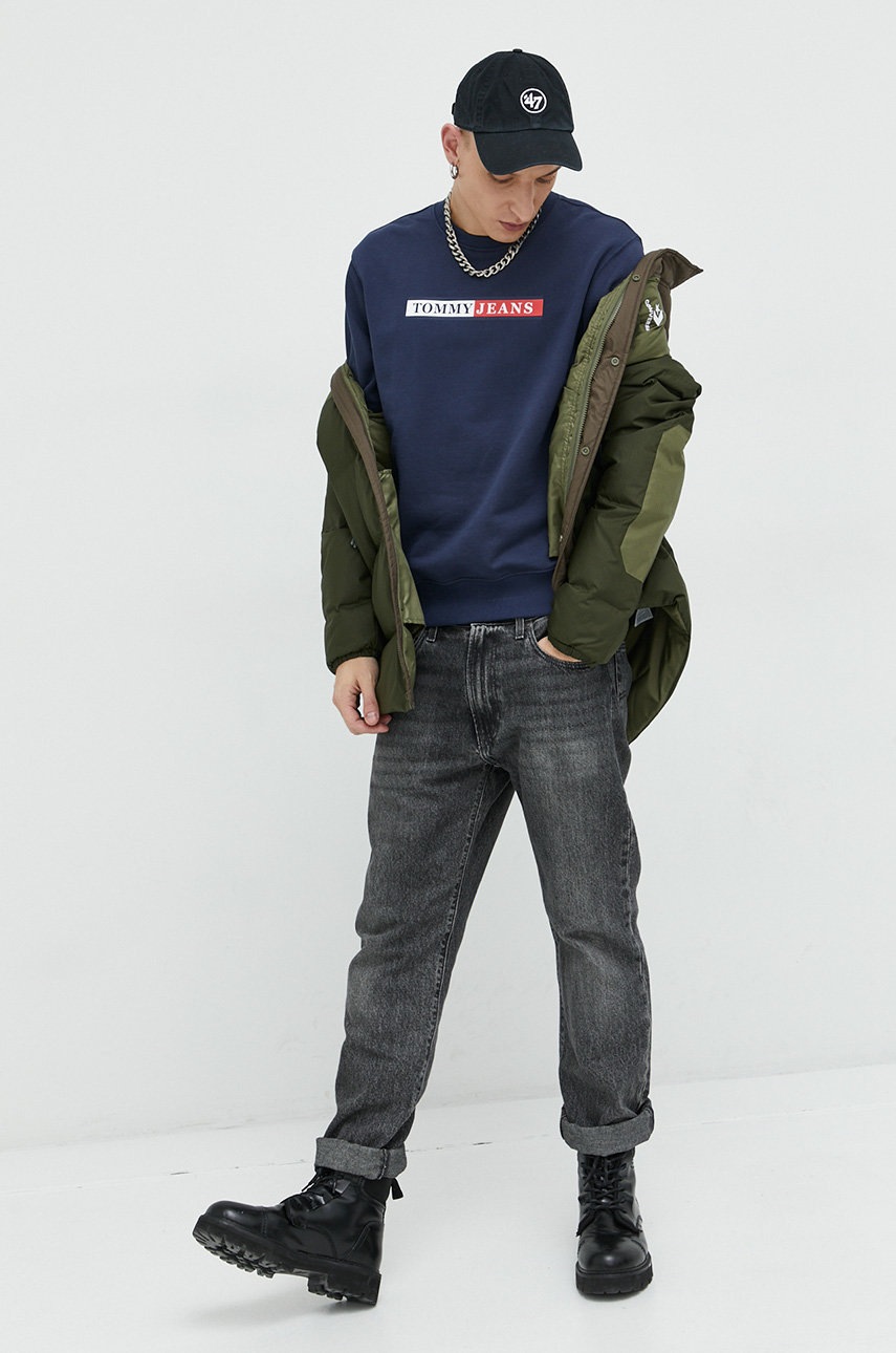 

Хлопковая кофта Tommy Jeans мужская цвет синий с принтом