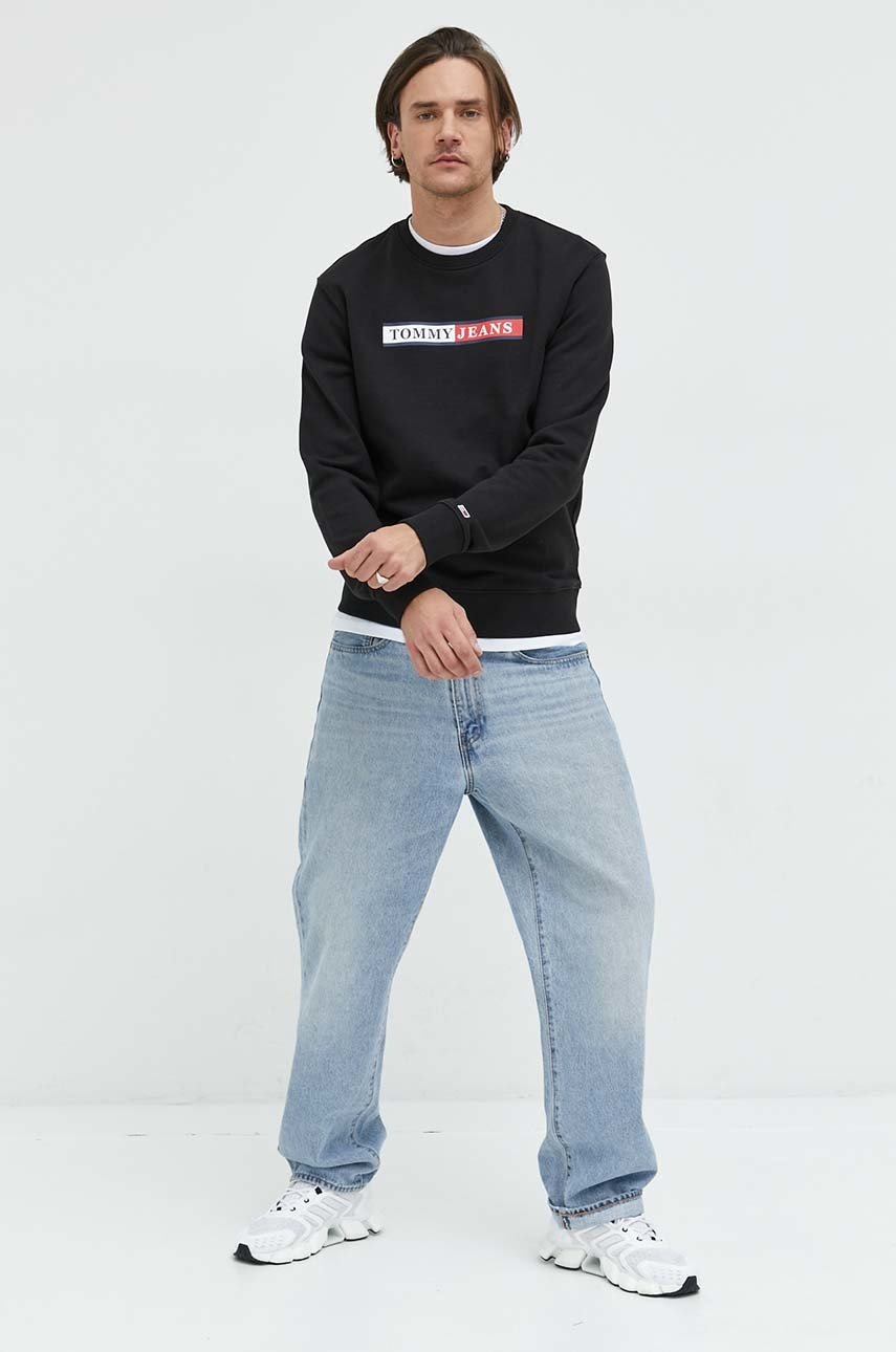 

Бавовняна кофта Tommy Jeans чоловіча колір чорний з принтом
