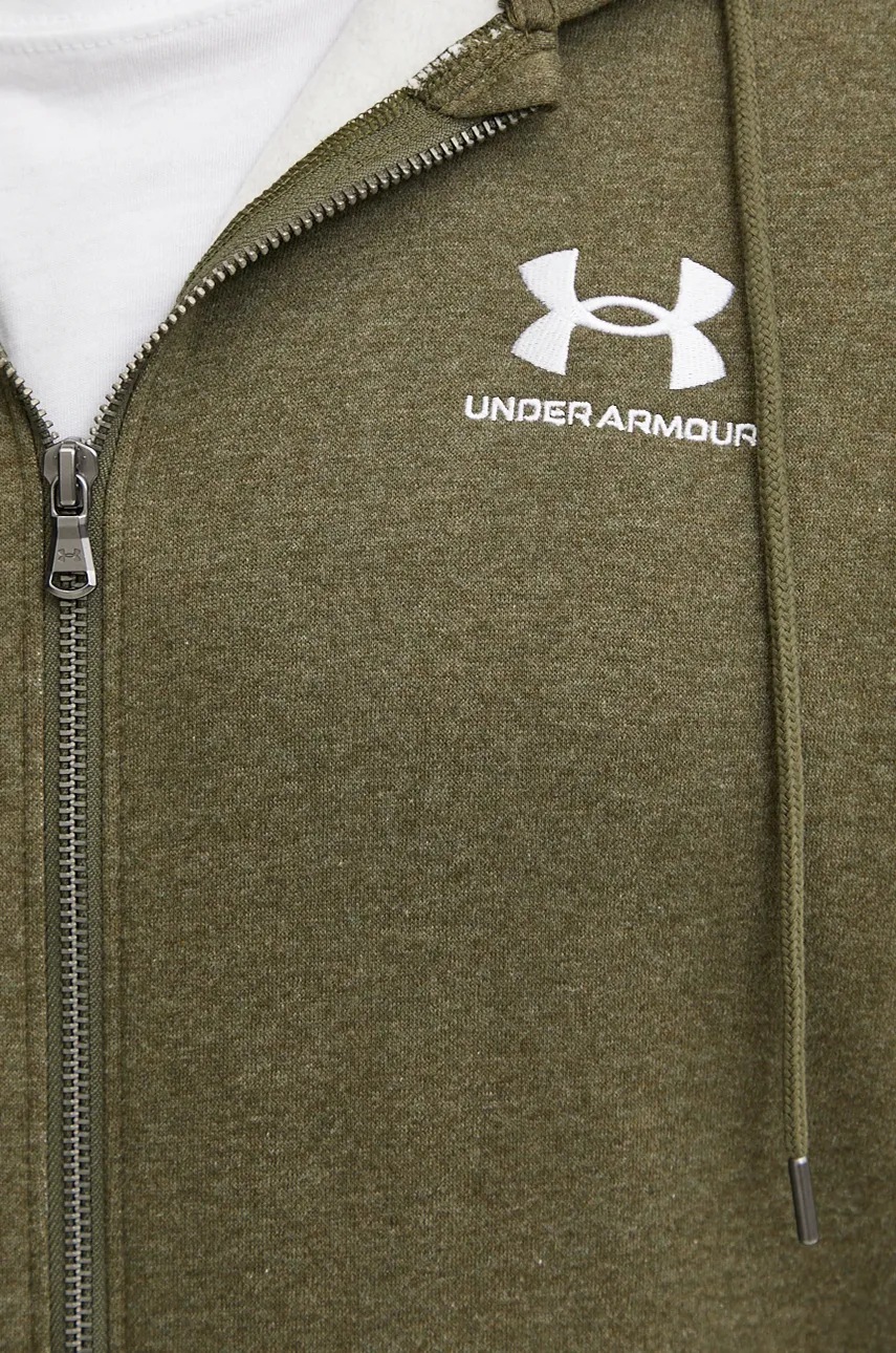 Кофта Under Armour чоловіча колір зелений з капюшоном однотонна 