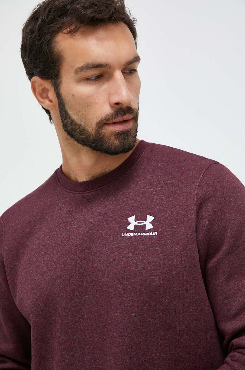 Mikina Under Armour pánská, vínová barva, s aplikací - burgundské - 80 % Bavlna