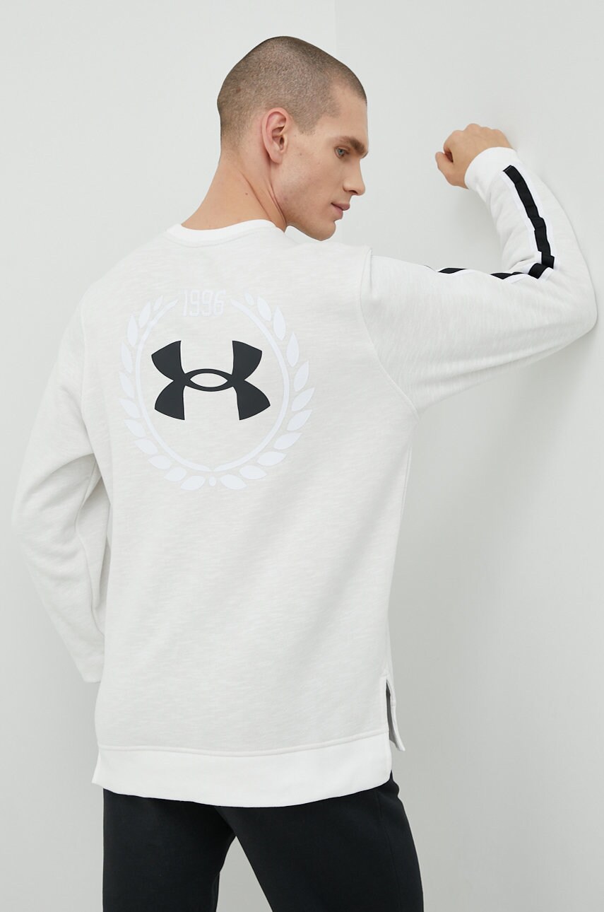 Under Armour bluza barbati, culoarea bej, cu imprimeu