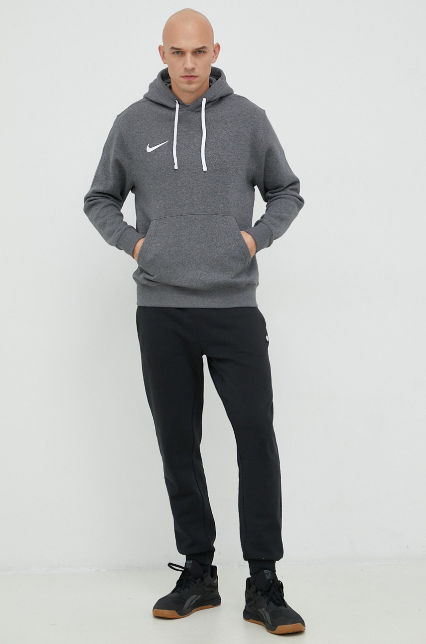 

Кофта Nike чоловіча колір сірий з капюшоном однотонна