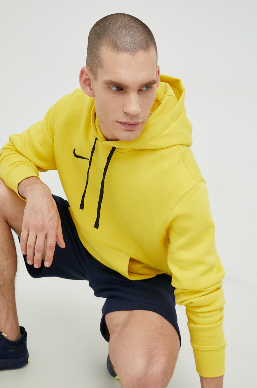 Nike bluza męska kolor żółty z kapturem gładka