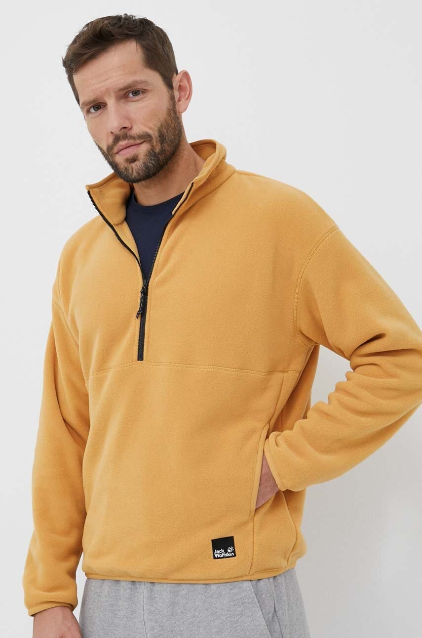 Jack wolfskin bluza barbati, culoarea galben, neted
