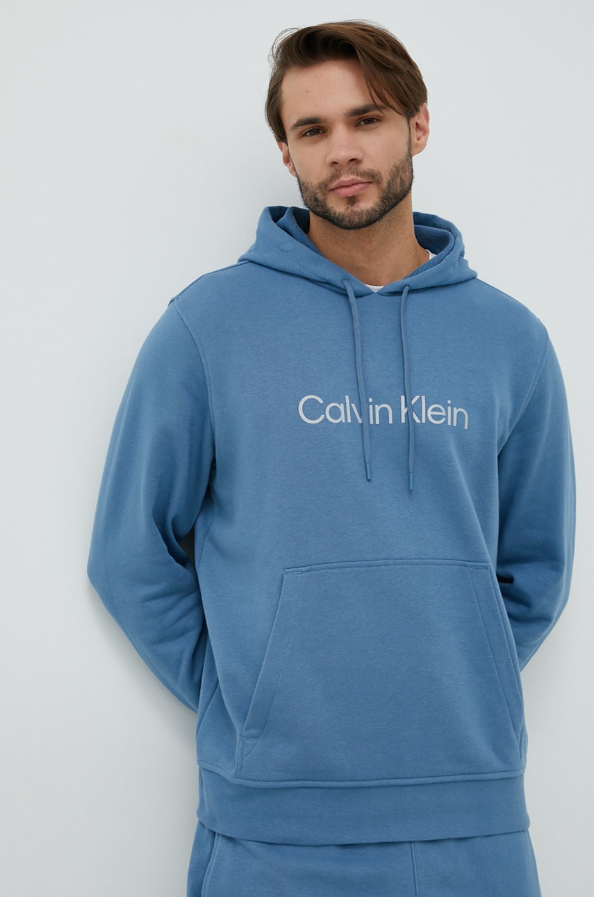 

Суичър за трениране Calvin Klein Performance с качулка с принт, Син