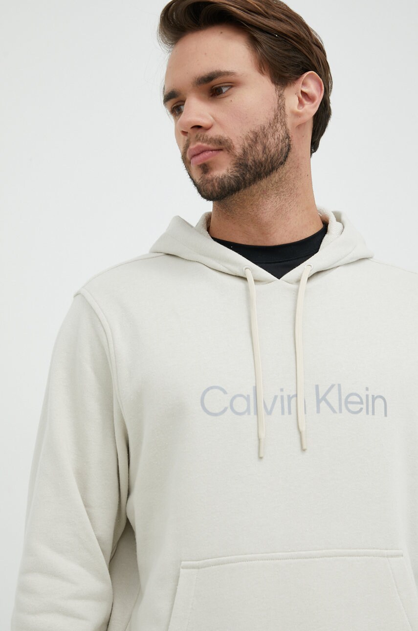 

Суичър за трениране Calvin Klein Performance в бежово с качулка с принт, Бежов