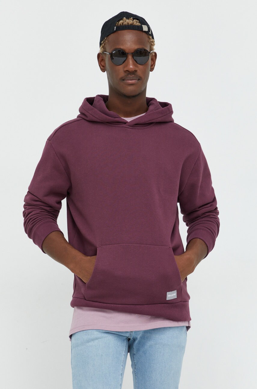 Hollister co. bluza barbati, culoarea violet, cu glugă, neted