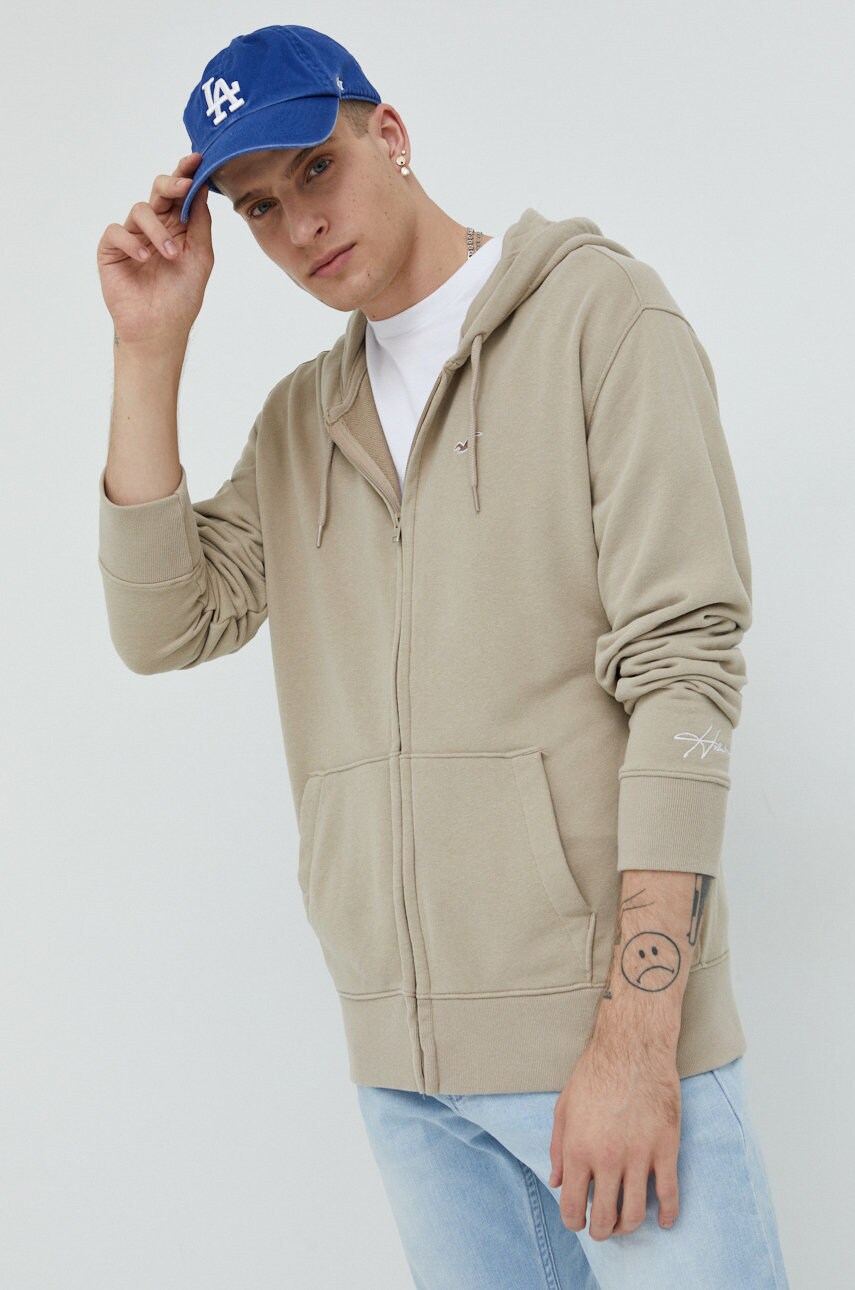 Hollister co. bluza barbati, culoarea bej, neted