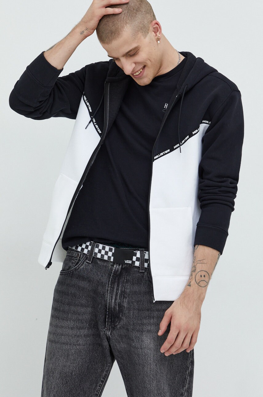 Hollister co. bluza barbati, culoarea alb, cu imprimeu