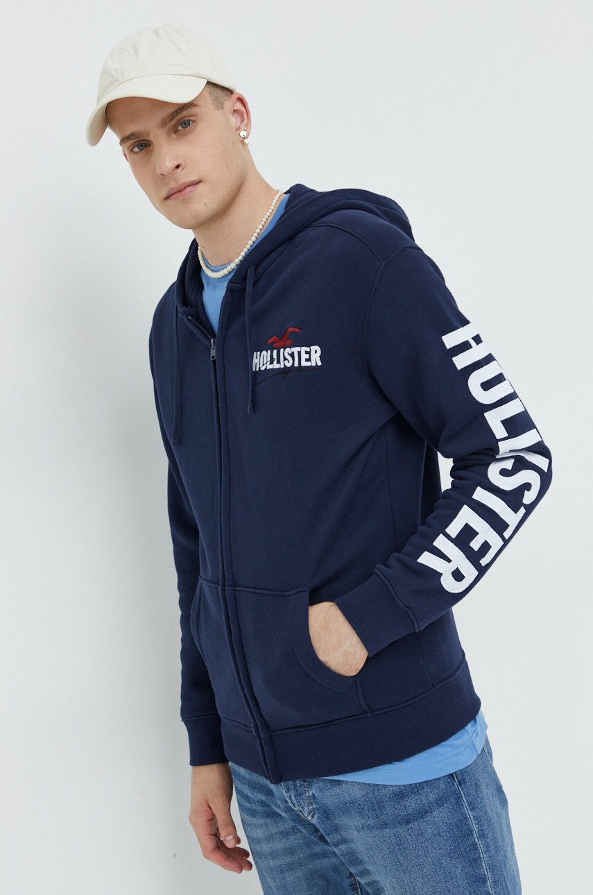 Hollister co. bluza barbati, culoarea albastru marin, cu imprimeu
