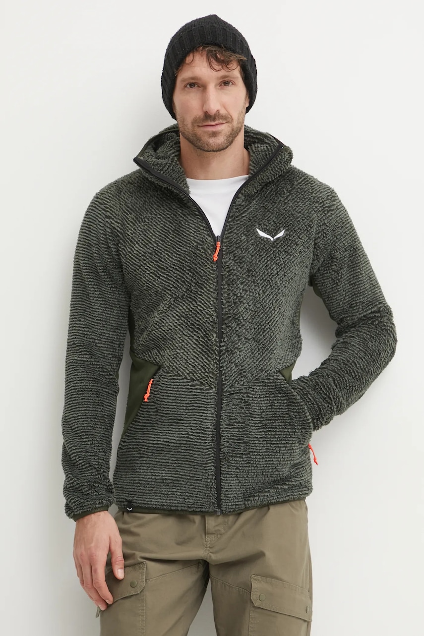 Salewa hanorac Tognazza culoarea verde, cu glugă, modelator, 00.0000027918