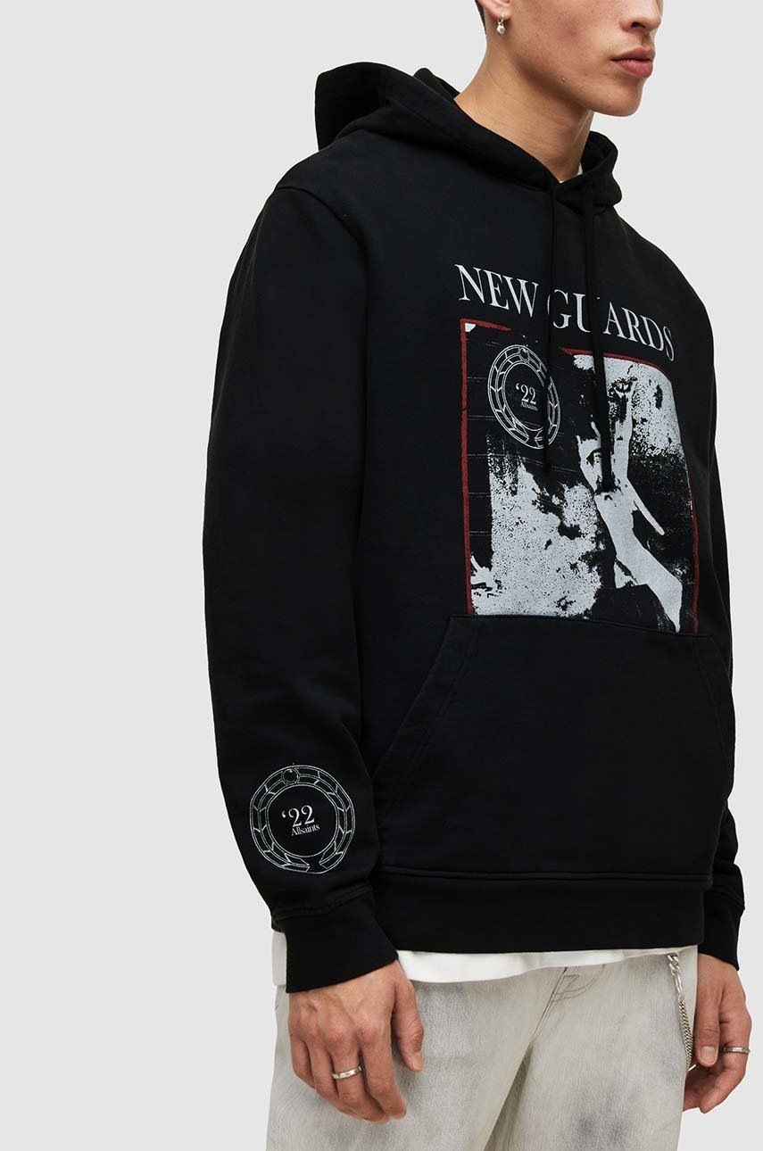 

Бавовняна кофта AllSaints чоловіча колір чорний з принтом