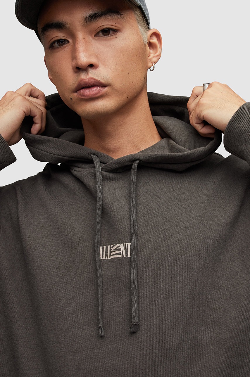 

Бавовняна кофта AllSaints чоловіча колір коричневий однотонна