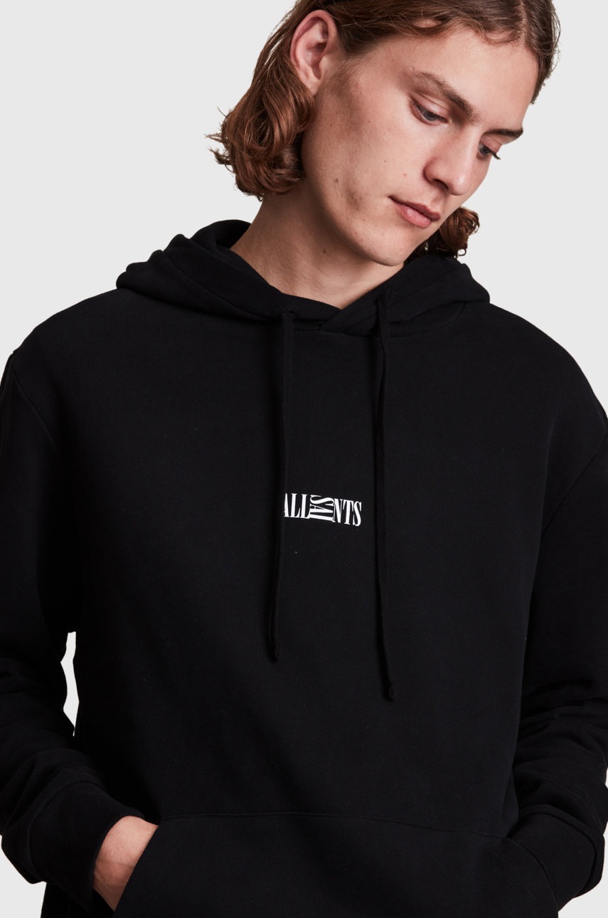 

Хлопковая кофта AllSaints мужская цвет чёрный однотонная