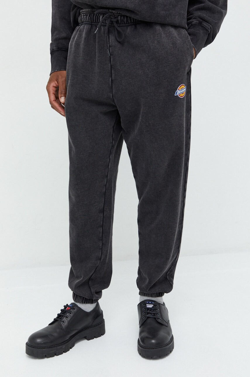 Dickies pantaloni de trening din bumbac barbati, culoarea negru, cu imprimeu