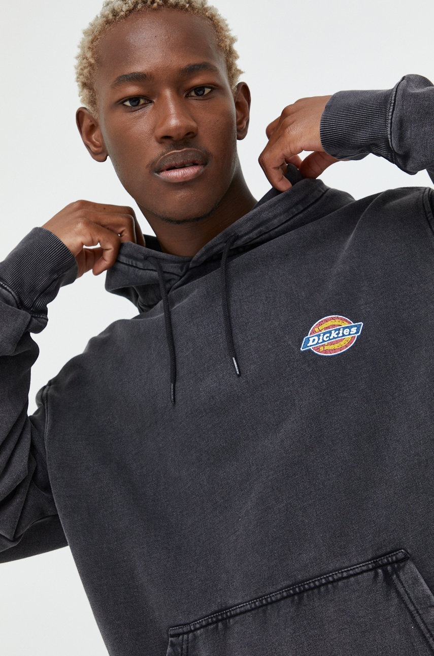 

Памучен суичър Dickies в черно с качулка с изчистен дизайн, Черен