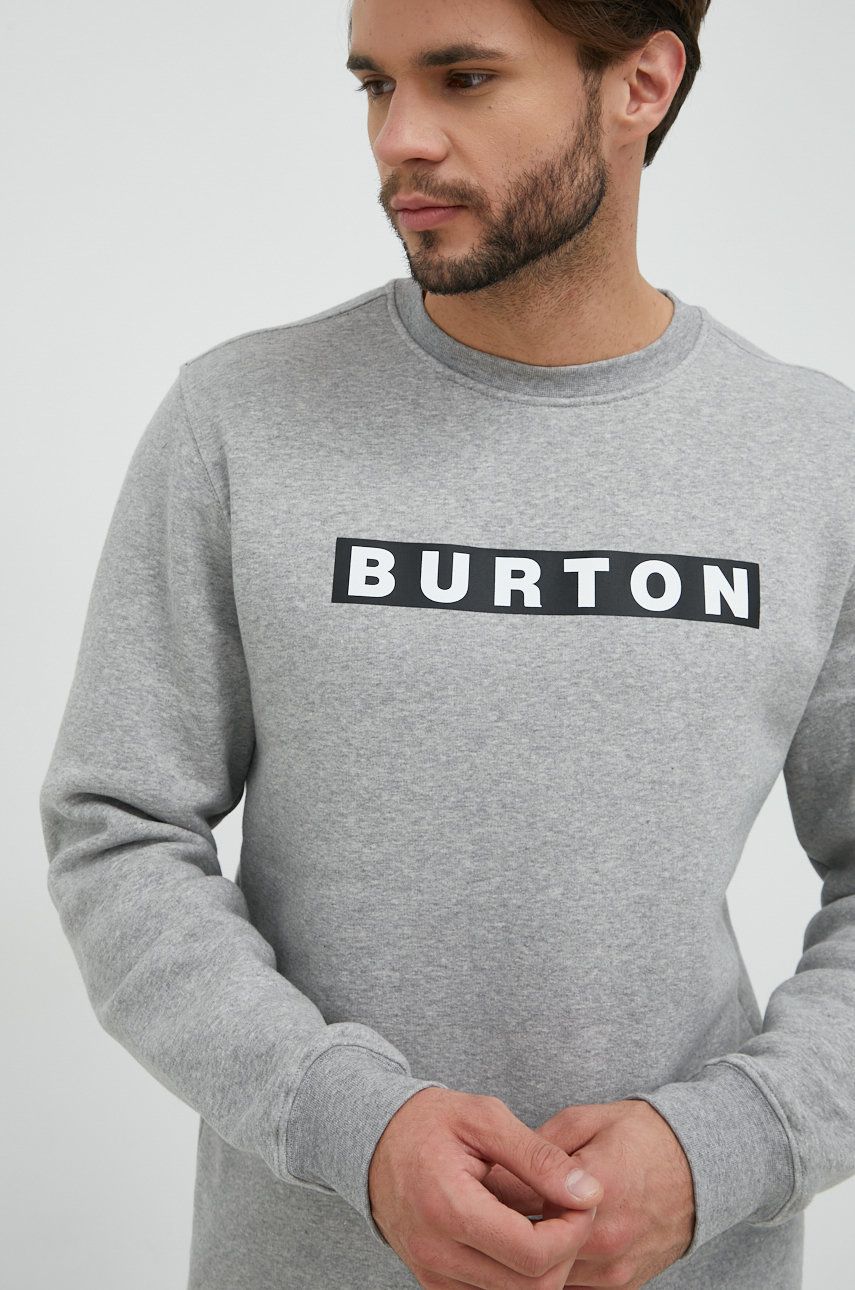Burton bluză trening barbati, culoarea gri, cu imprimeu