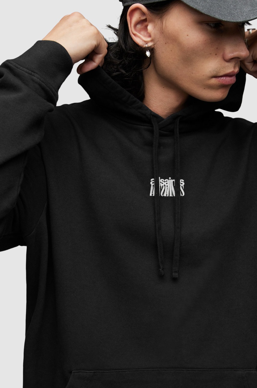 

Хлопковая кофта AllSaints мужская цвет чёрный однотонная