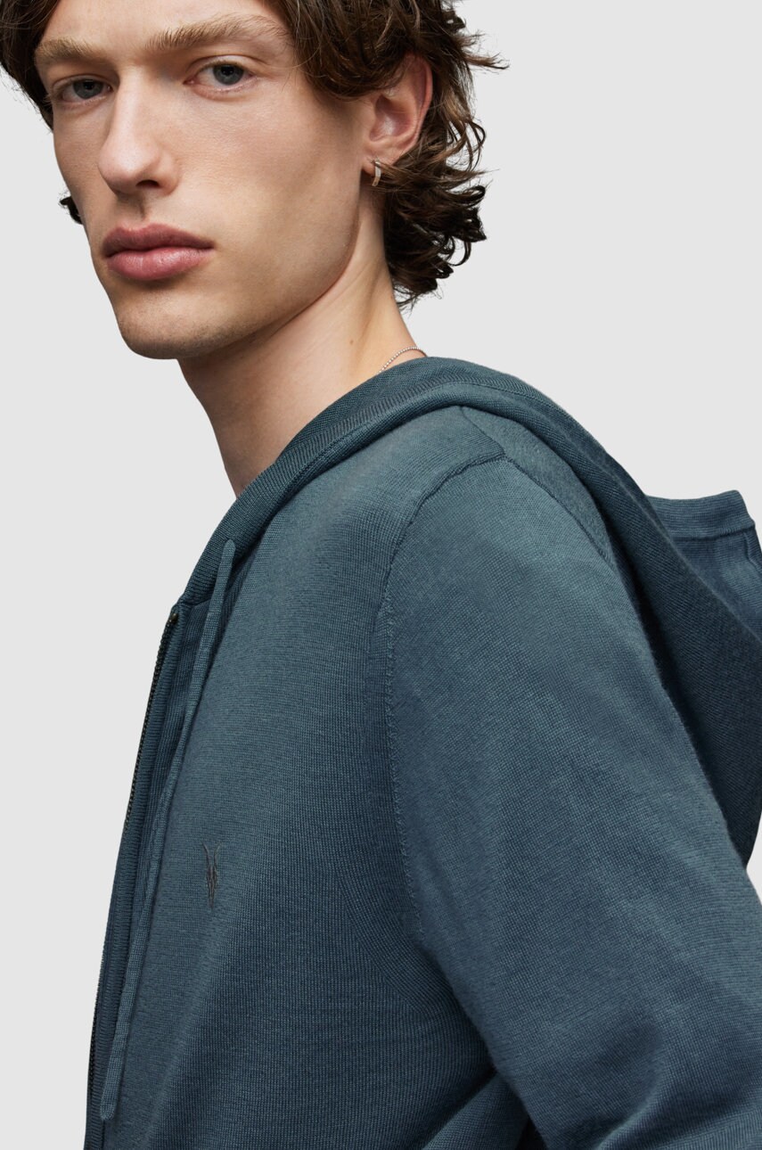 

Шерстяна кофта AllSaints чоловіча колір зелений однотонна
