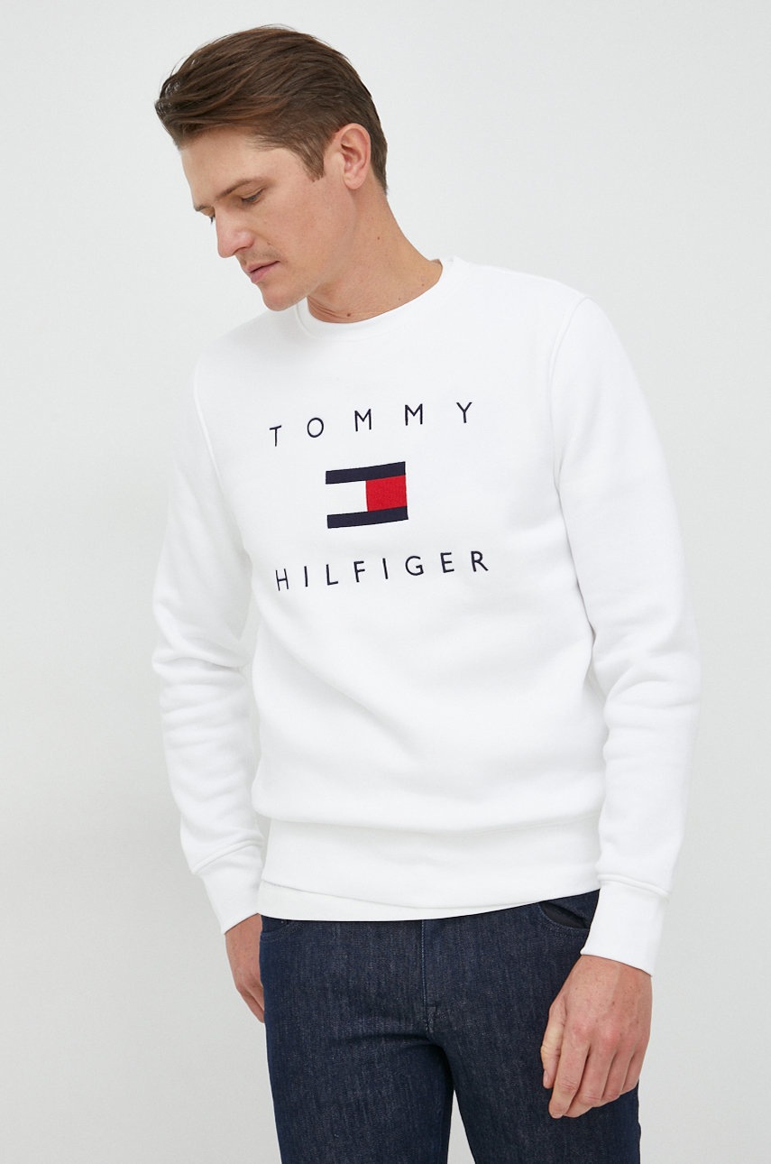 

Суичър Tommy Hilfiger в бяло с апликация, Бял