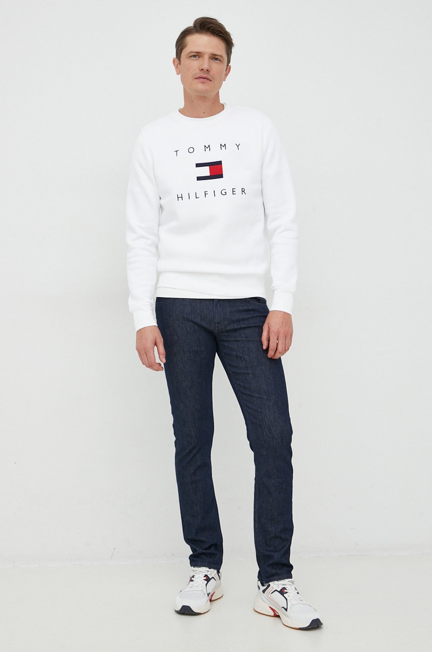 

Кофта Tommy Hilfiger мужская цвет белый с аппликацией