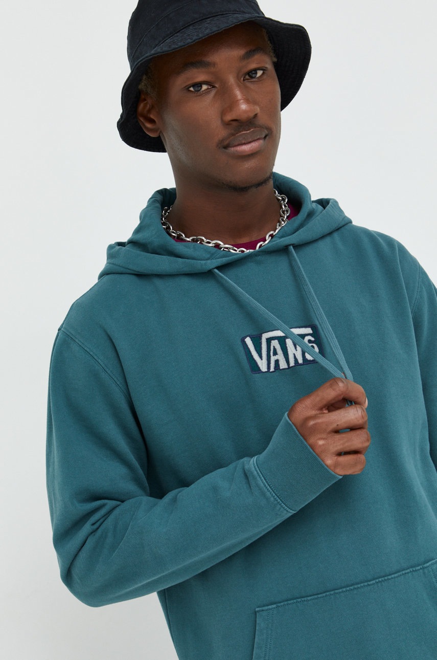 

Суичър Vans в зелено с качулка с апликация, Зелен