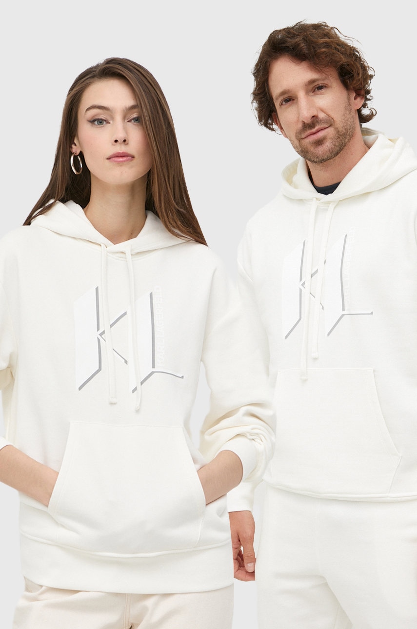 Karl lagerfeld bluza culoarea bej, cu imprimeu