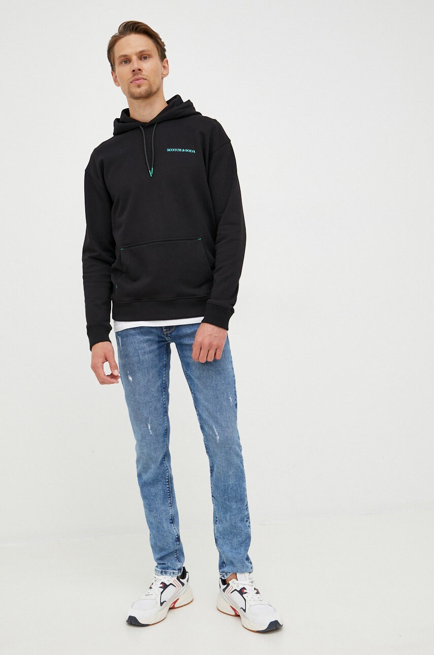 

Хлопковая кофта Scotch & Soda цвет чёрный однотонная
