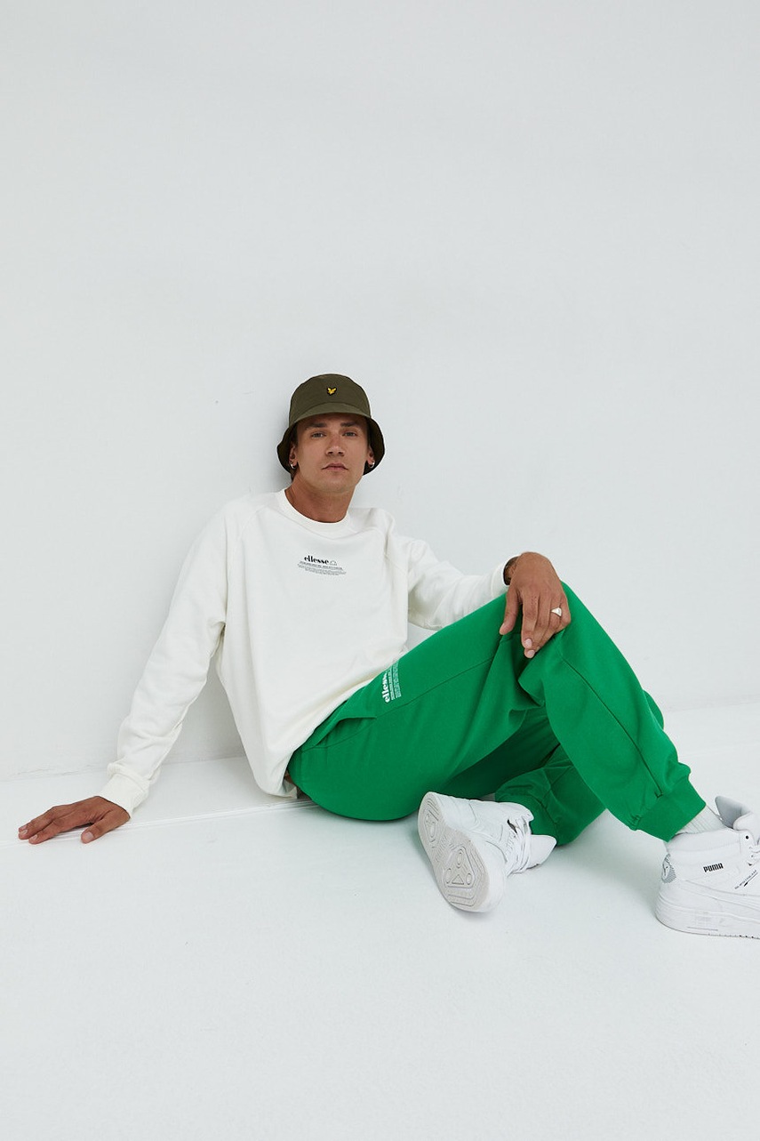

Хлопковая кофта Ellesse цвет белый с принтом