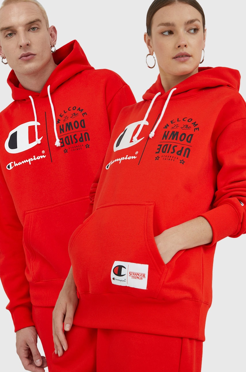 Champion bluza Xstranger Things culoarea rosu, cu imprimeu