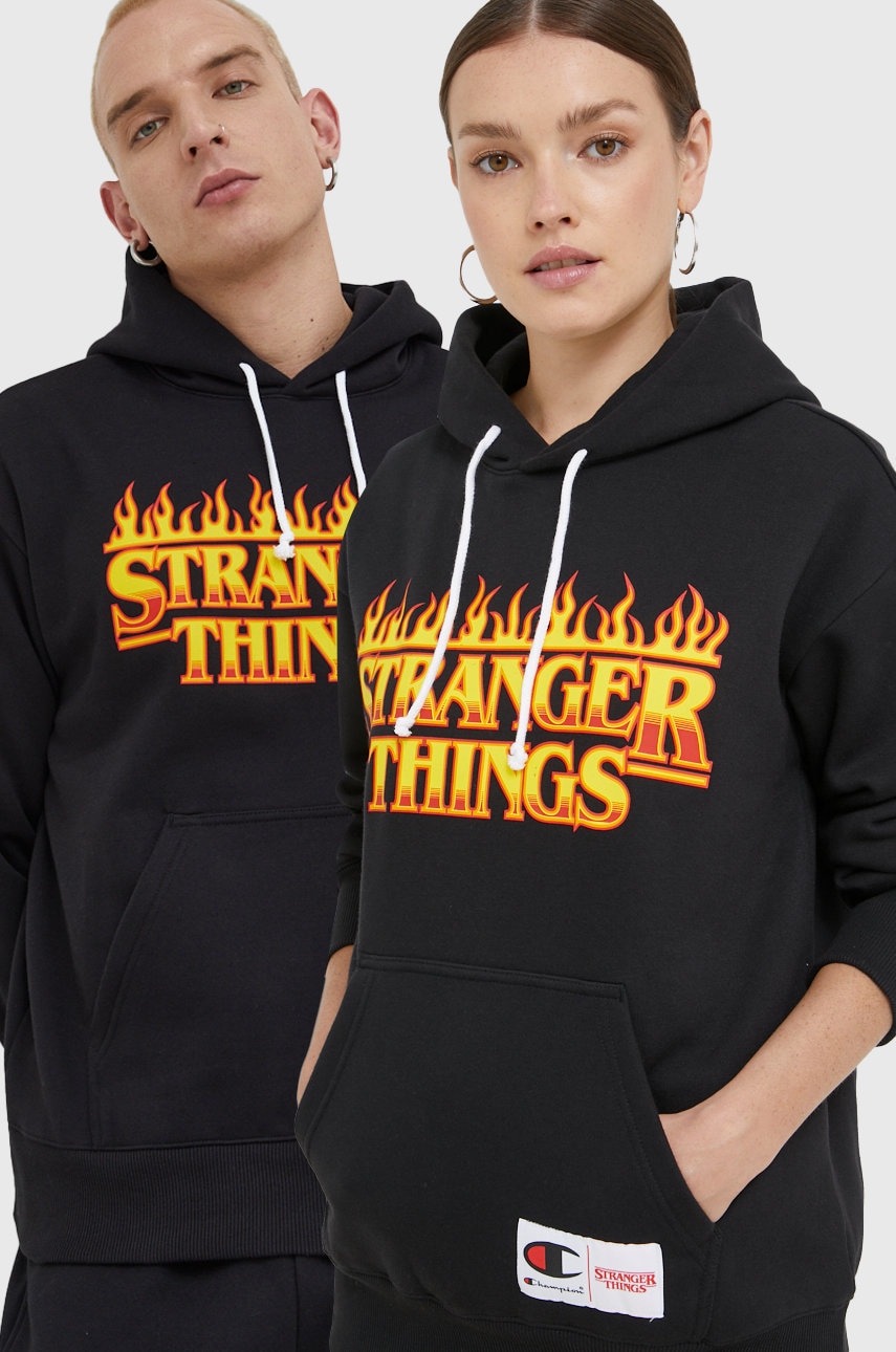 Champion bluza Xstranger Things culoarea negru, cu imprimeu Champion bluza Xstranger Things culoarea negru, cu imprimeu