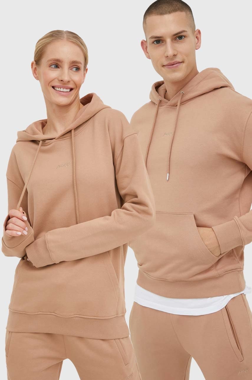 Arkk Copenhagen bluza bawełniana unisex kolor beżowy z kapturem gładka