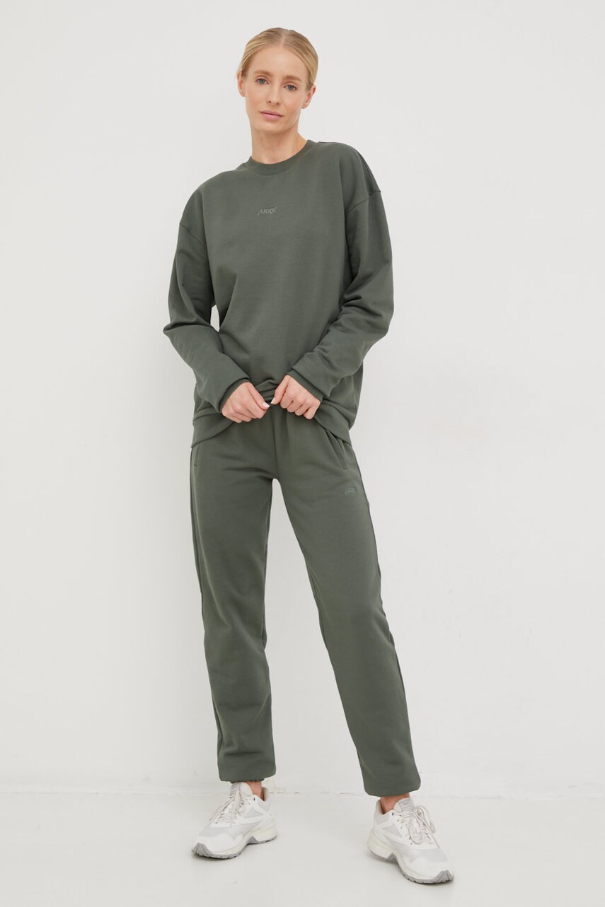 

Бавовняна кофта Arkk Copenhagen unisex колір зелений однотонна