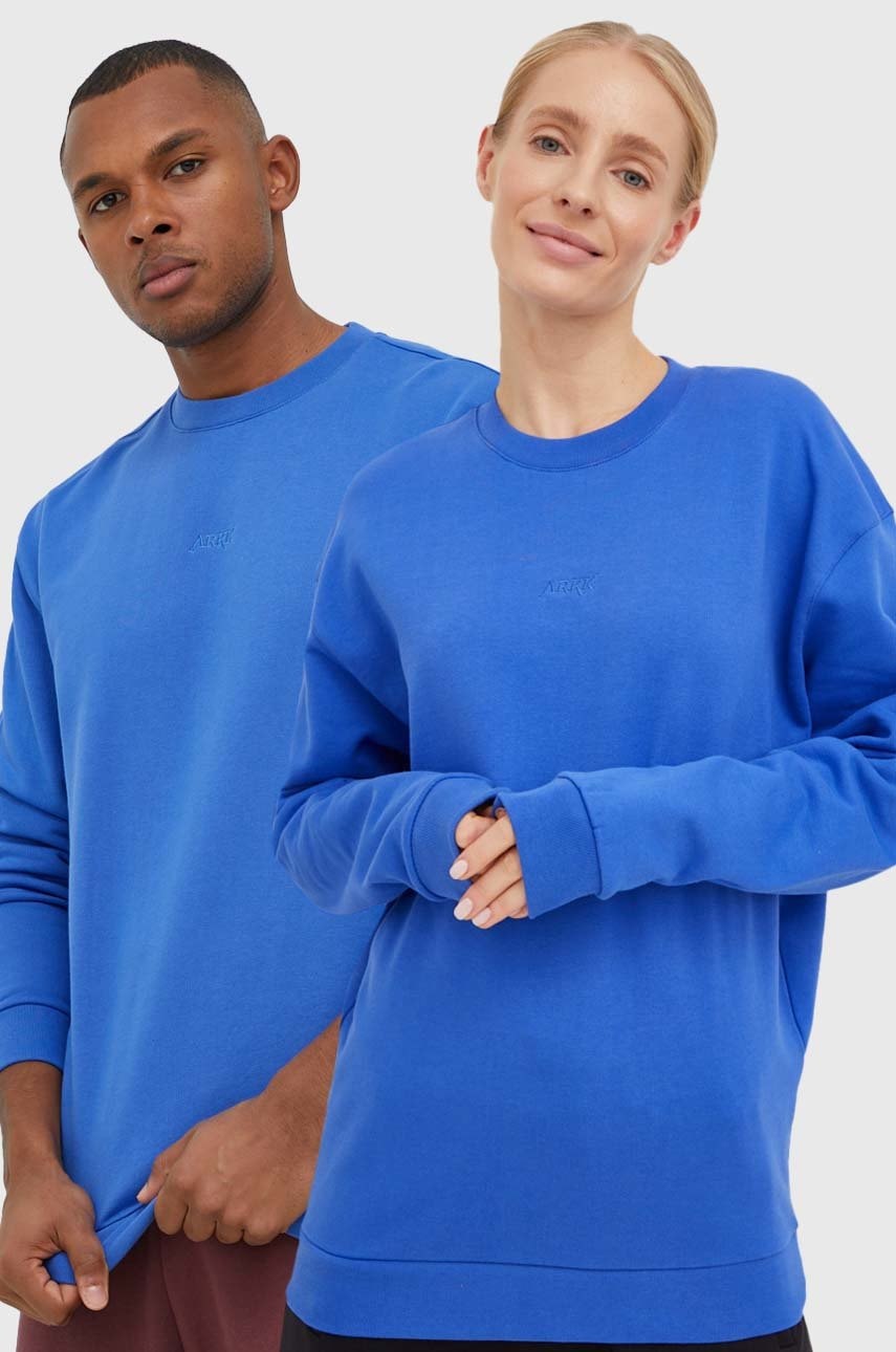 Arkk Copenhagen bluza bawełniana unisex kolor niebieski gładka