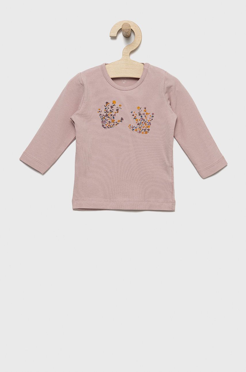 Dětské tričko s dlouhým rukávem Name it růžová barva, s potiskem - růžová -  95% Organická bavl