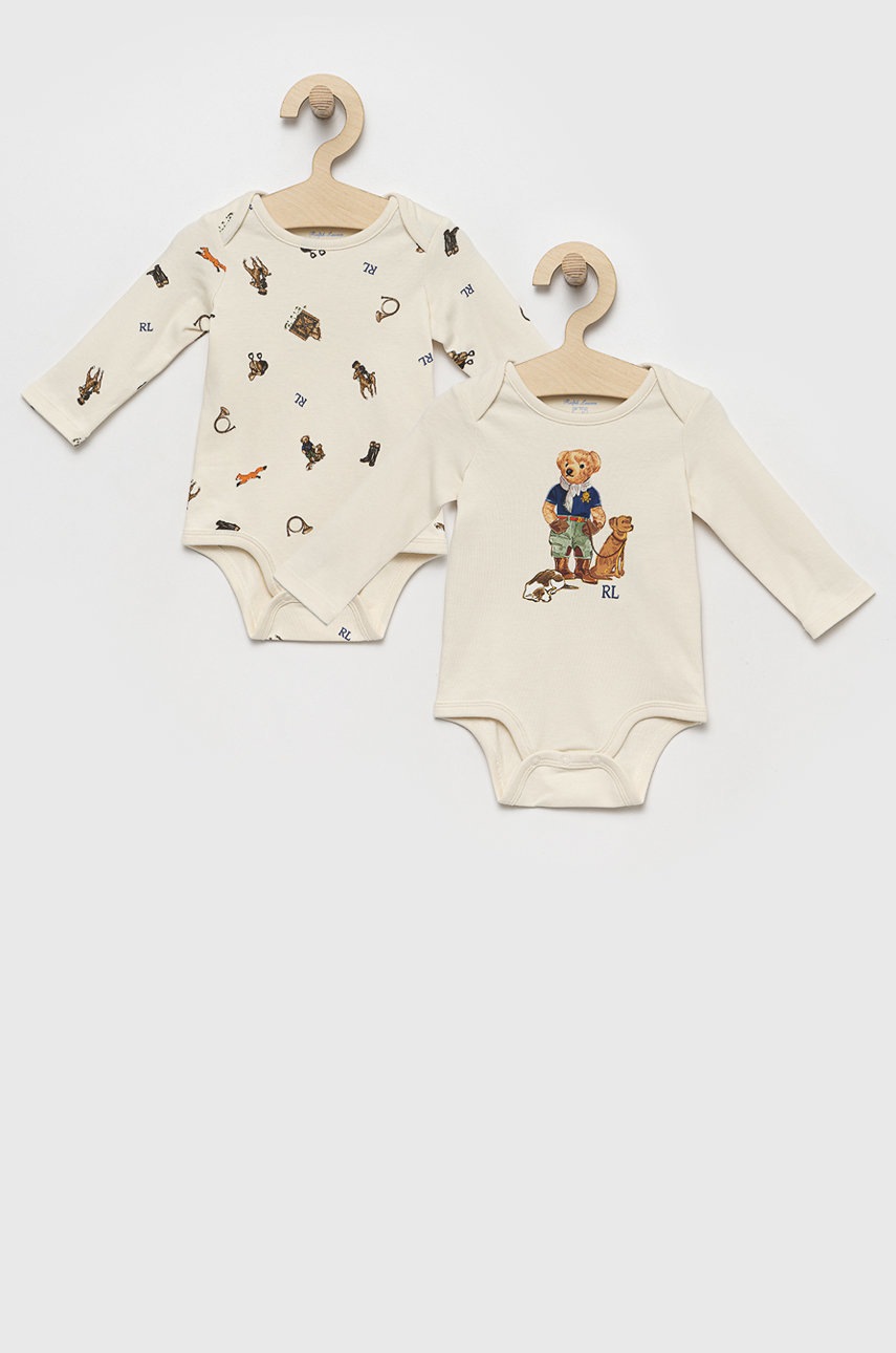 

Polo Ralph Lauren Бебешко боди от памук (2 броя), Бежов