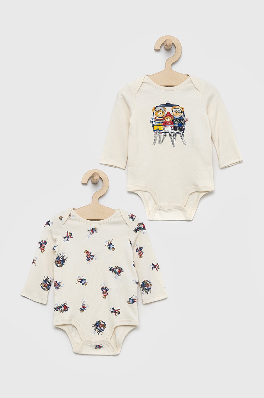 

Бебешко боди от памук Polo Ralph Lauren (2 чифта), Бежов