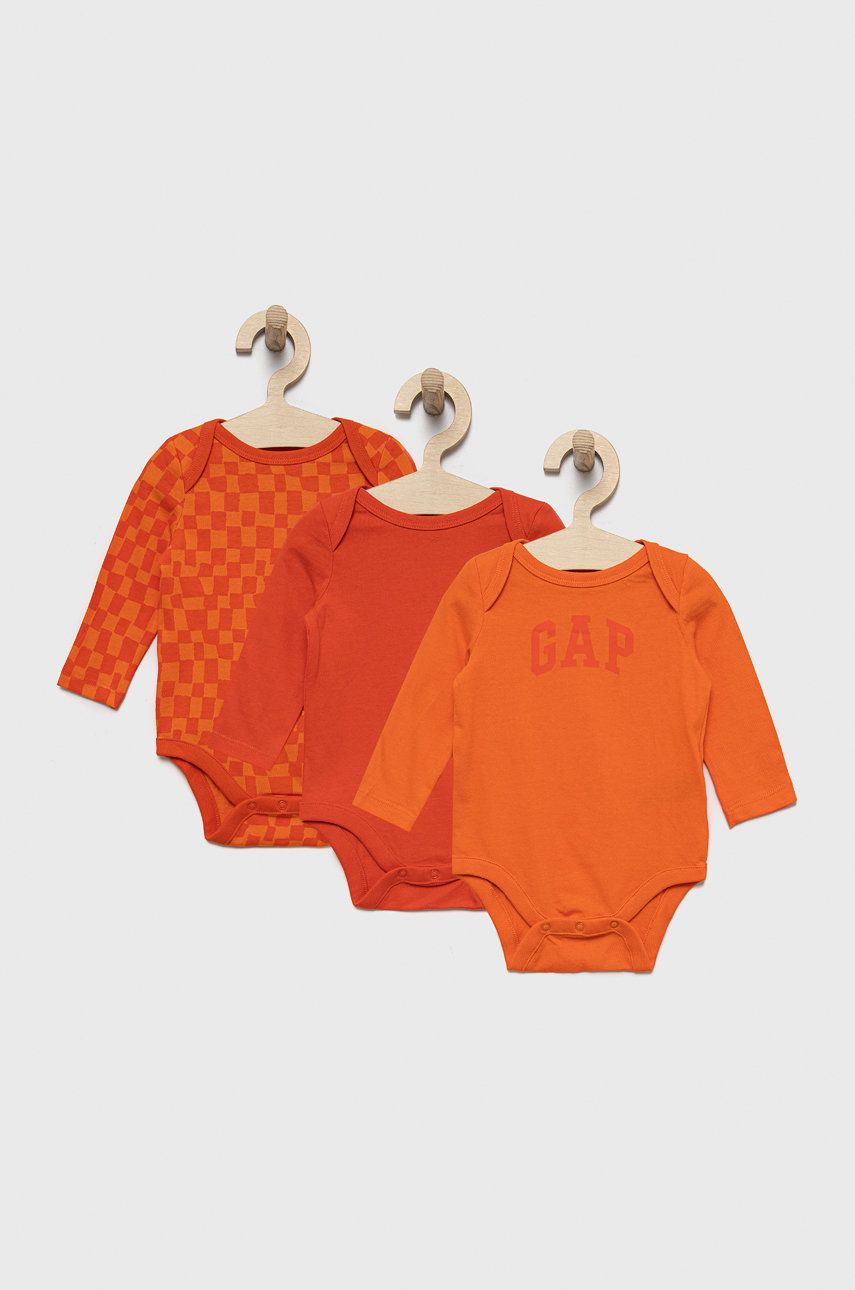 GAP bavlněné kojenecké body (3-pack) - oranžová -  100% Bavlna