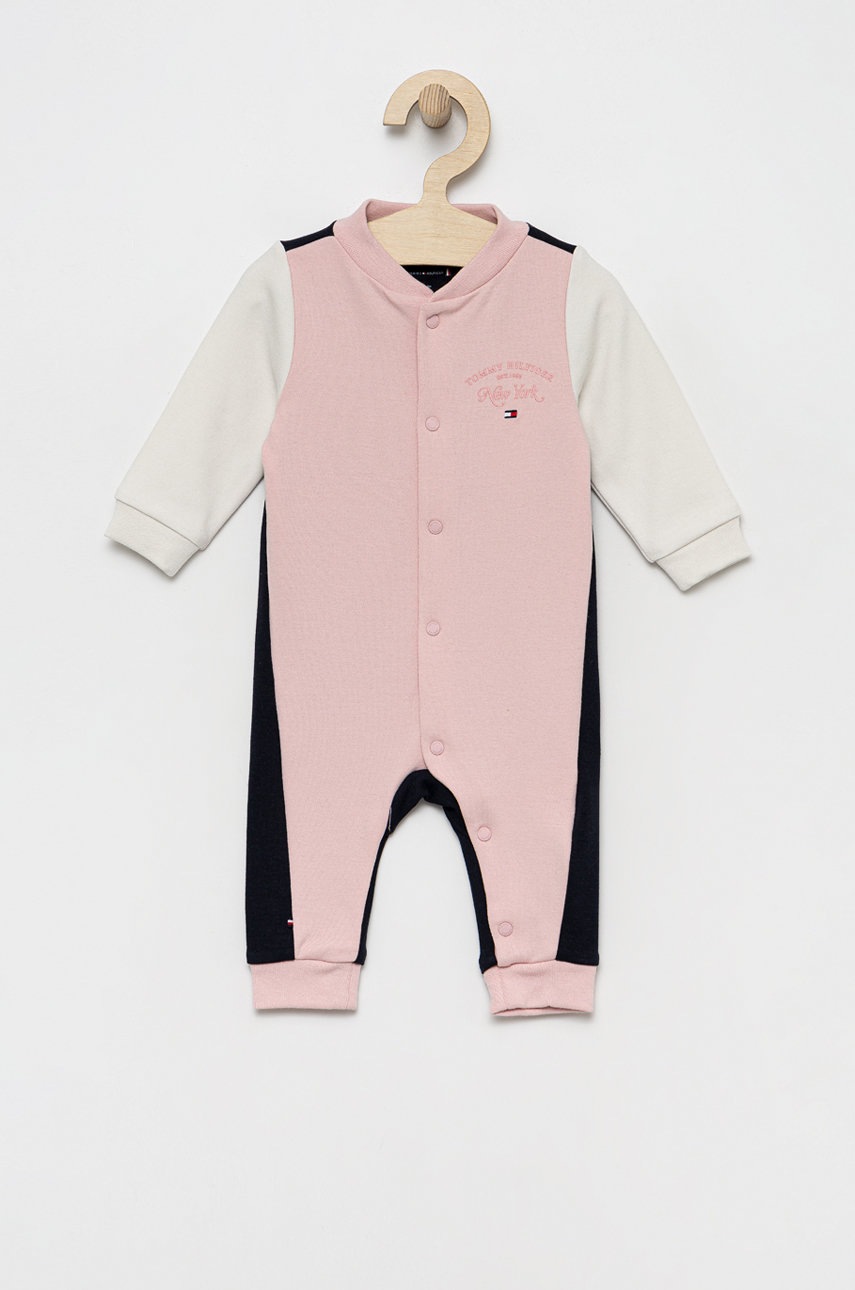 

Tommy Hilfiger Бебешки къс гащеризон, Розов
