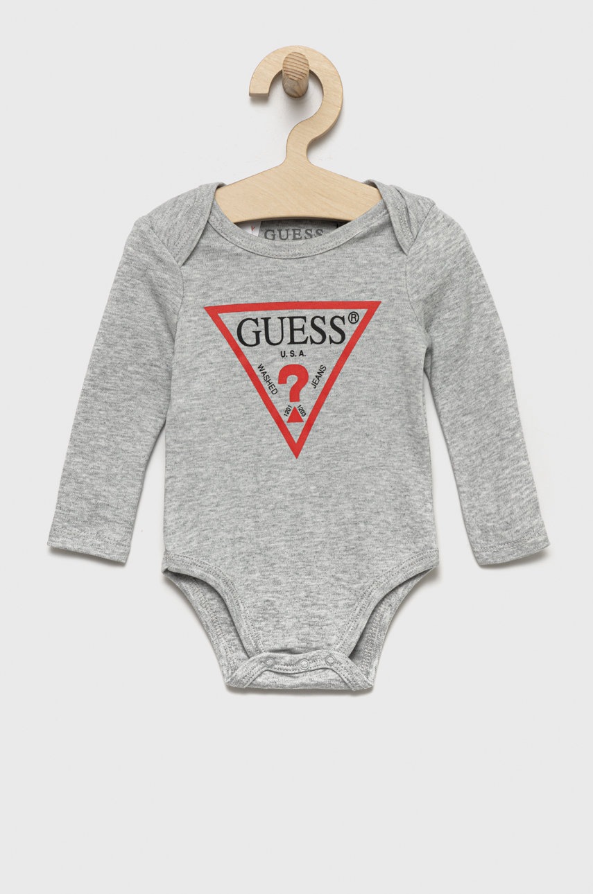 

Guess Бебешко боди от памук, Сив