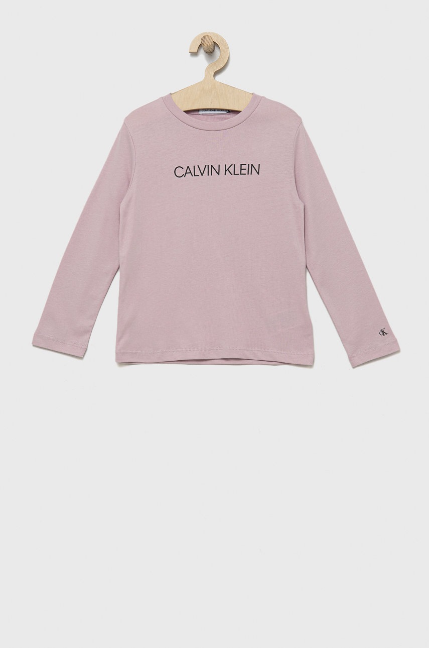 

Детска блуза с дълги ръкави Calvin Klein Jeans в розово с принт, Розов
