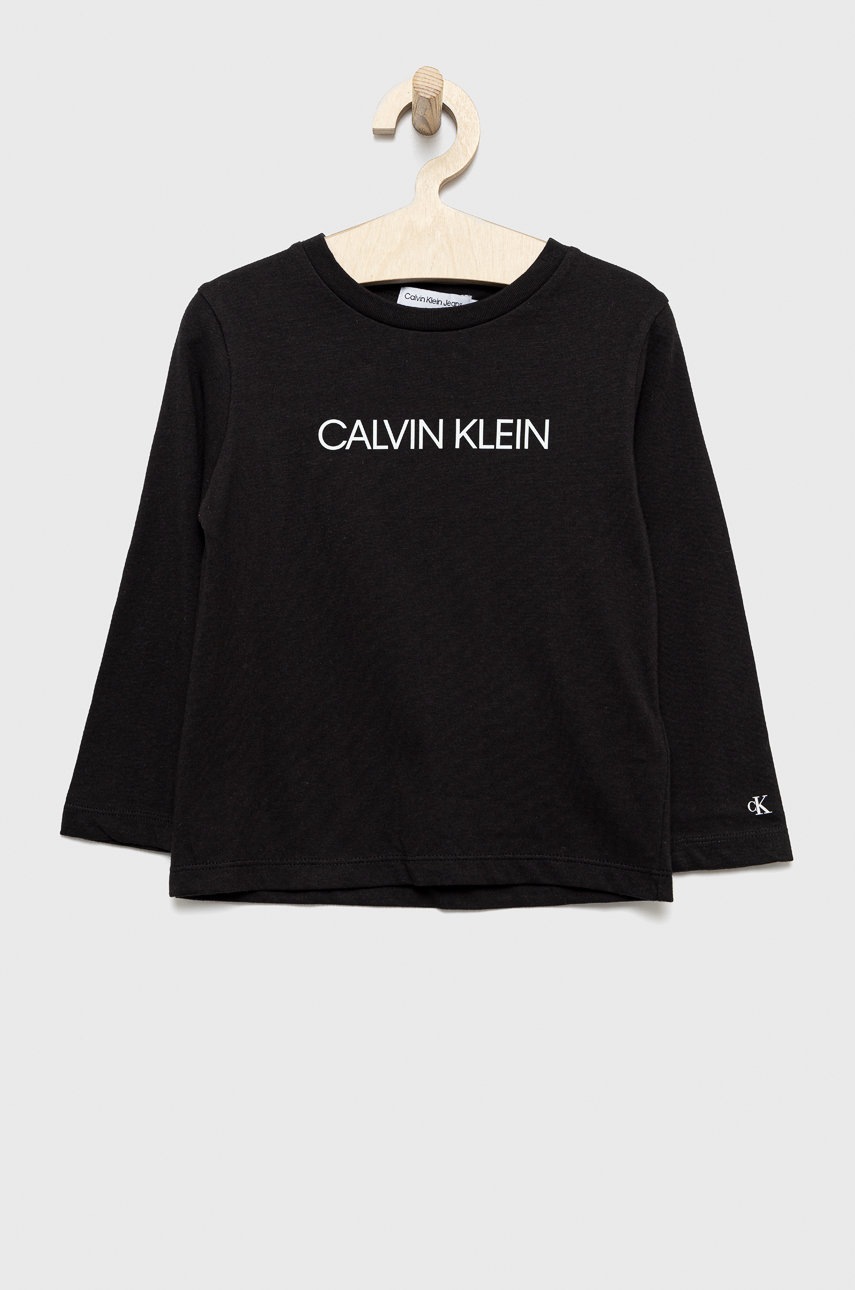 

Детска блуза с дълги ръкави Calvin Klein Jeans в черно с принт, Черен