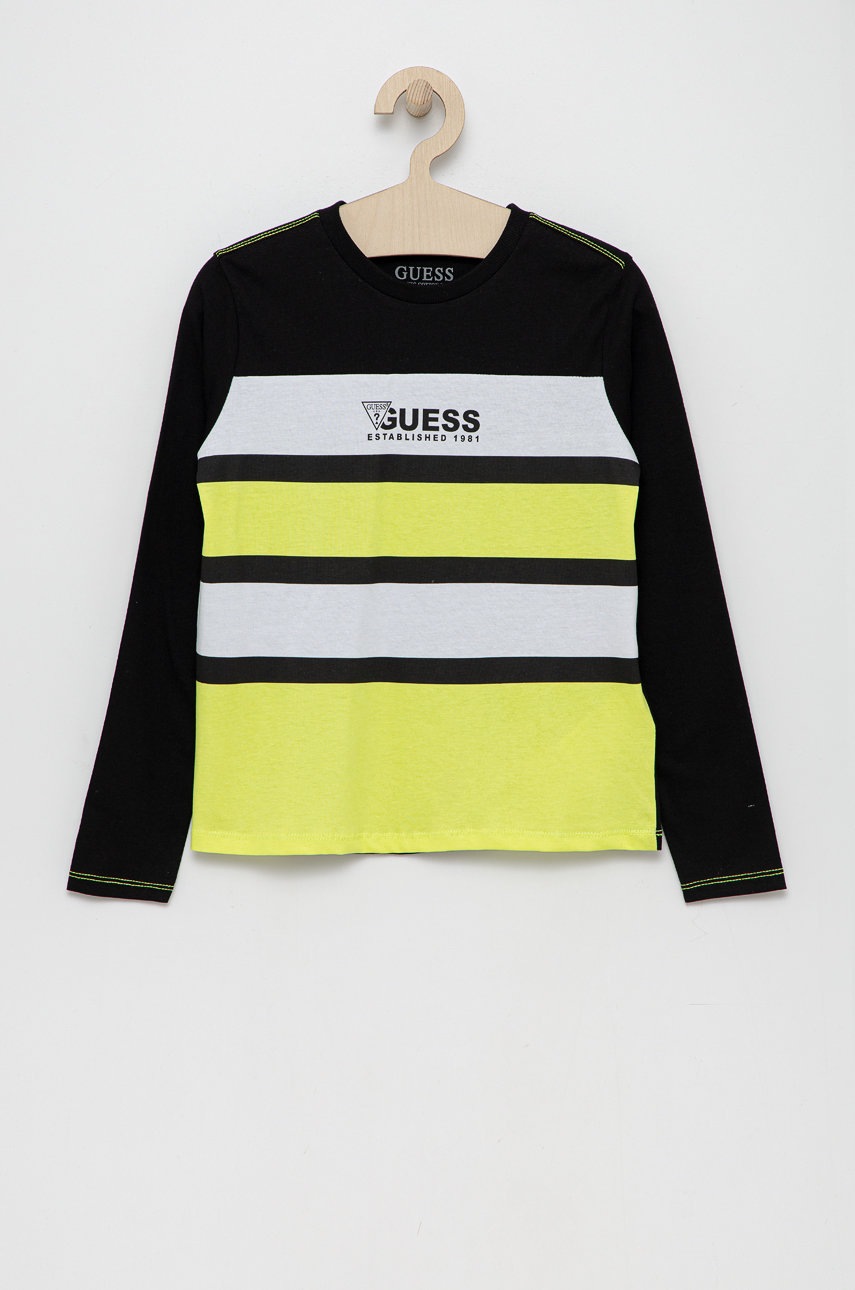 

Детска блуза с дълги ръкави Guess в жълто с изчистен дизайн, Жълт