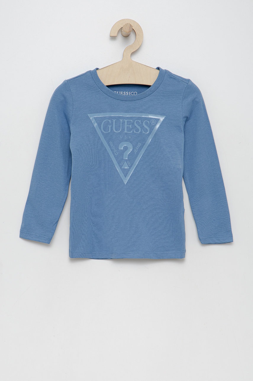 

Детска блуза с дълги ръкави Guess с принт, Син