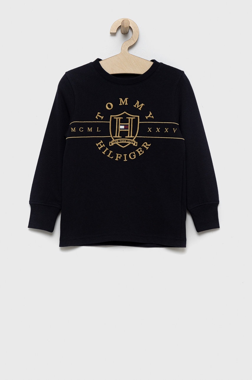 

Детска блуза с дълги ръкави Tommy Hilfiger в тъмносиньо с изчистен дизайн, Тъмносин