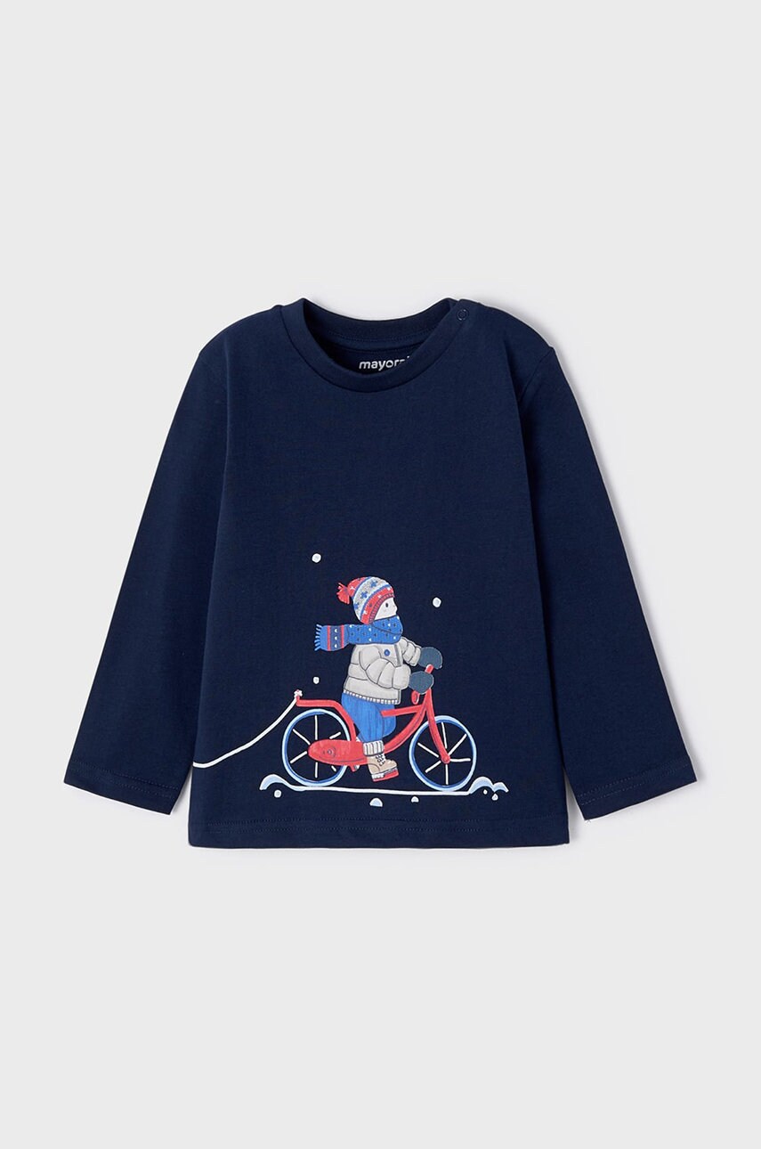 Mayoral longsleeve din bumbac pentru copii culoarea albastru marin, cu imprimeu