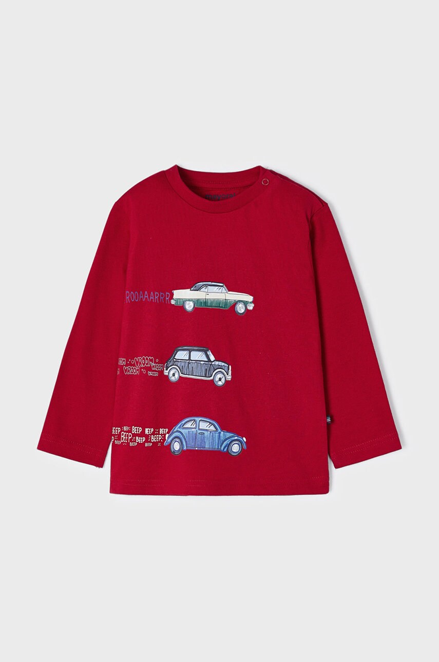 Mayoral longsleeve din bumbac pentru copii culoarea rosu, cu imprimeu
